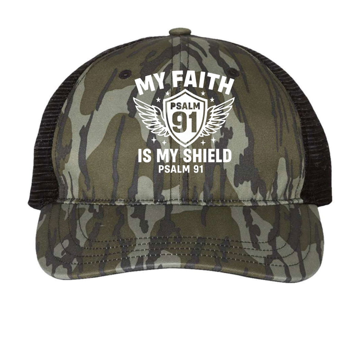 Psalm 91 My Faith Is My Shield Adult Christian Camo Hat - ClaimedbyGodDesigns