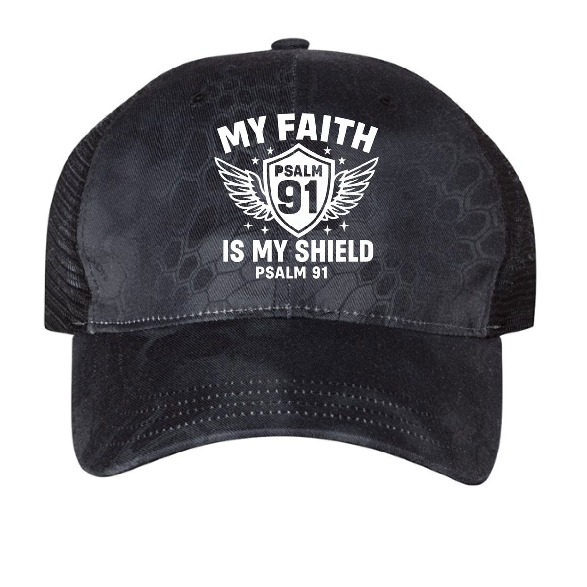 Psalm 91 My Faith Is My Shield Adult Christian Camo Hat - ClaimedbyGodDesigns