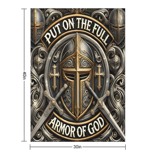 Put On The Full Armor Of God Christian Flannel Throw Blanket - ClaimedbyGodDesigns