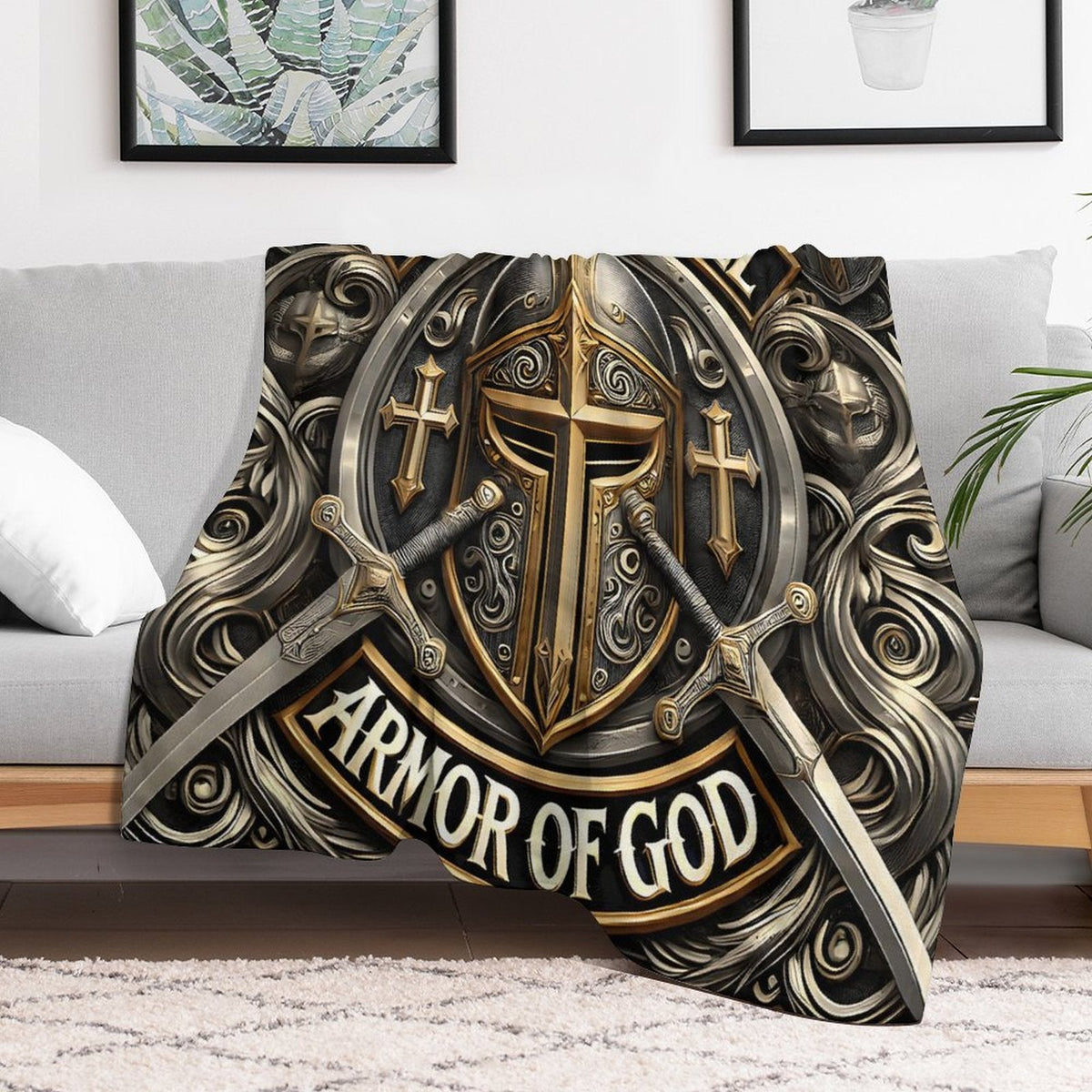 Put On The Full Armor Of God Christian Flannel Throw Blanket - ClaimedbyGodDesigns