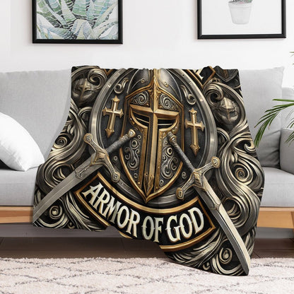 Put On The Full Armor Of God Christian Flannel Throw Blanket - ClaimedbyGodDesigns