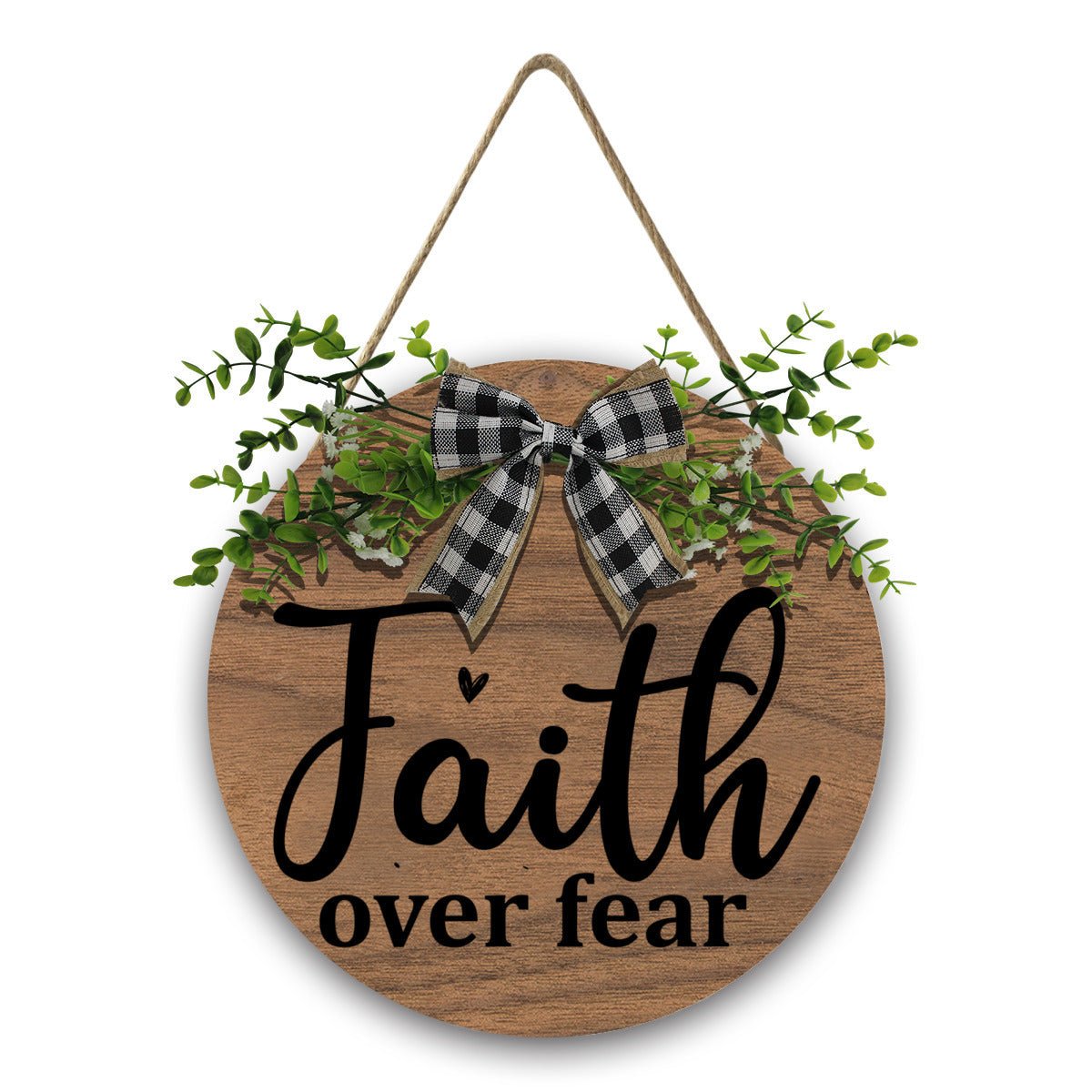 Faith over fear Christian Wooden Hanging Sign - ClaimedbyGodDesigns