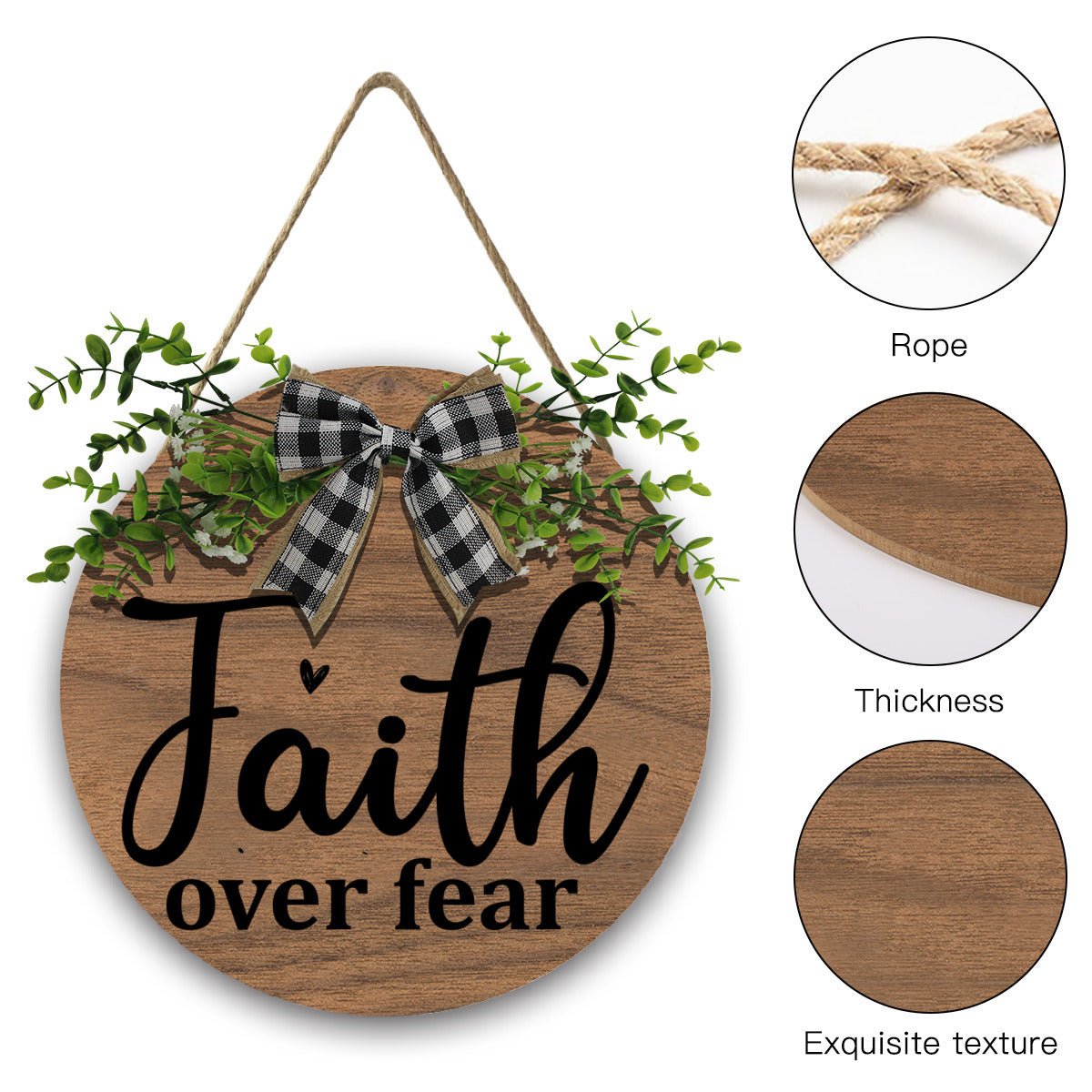 Faith over fear Christian Wooden Hanging Sign - ClaimedbyGodDesigns