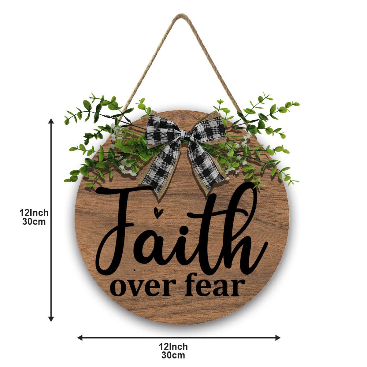 Faith over fear Christian Wooden Hanging Sign - ClaimedbyGodDesigns
