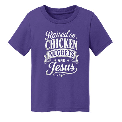 Raised on Chicken Nuggets And Jesus Funny Toddler Christian T-shirt - ClaimedbyGodDesigns