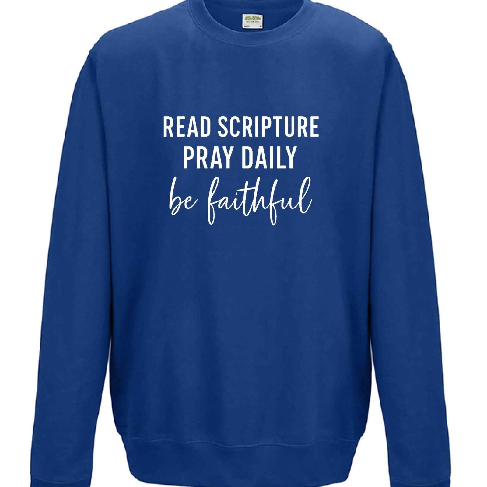 Read Pray Be Faithful Unisex Christian Midweight Pullover Sweatshirt - ClaimedbyGodDesigns