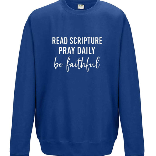 Read Pray Be Faithful Unisex Christian Midweight Pullover Sweatshirt - ClaimedbyGodDesigns