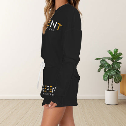 Repent Christian Women's Long Sleeve&Tether Shorts Pocket Pajama Set - ClaimedbyGodDesigns