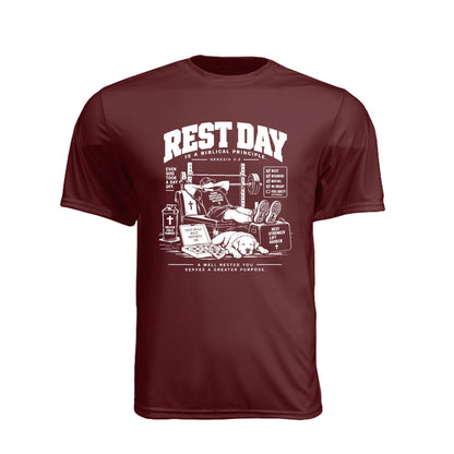 Rest Day Is a Biblical Principle Unisex Christian Gym T-Shirt | Genesis 2:2 - Claimed by God Designs