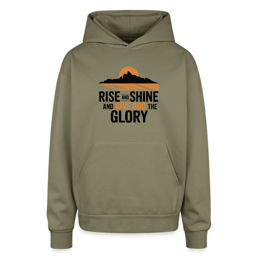 Rise and Shine Christian Oversized Hooded Sweatshirt - ClaimedbyGodDesigns