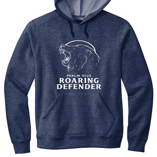 Roaring Defender Men’s Christian Pullover Hooded Sweatshirt - ClaimedbyGodDesigns