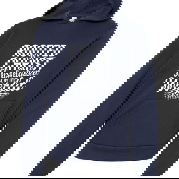 Rooted and Unshaken Youth Christian Sponge Fleece Pullover Hooded Sweatshirt - ClaimedbyGodDesigns