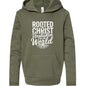 Rooted and Unshaken Youth Christian Sponge Fleece Pullover Hooded Sweatshirt - ClaimedbyGodDesigns