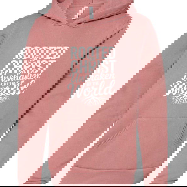 Rooted and Unshaken Youth Christian Sponge Fleece Pullover Hooded Sweatshirt - ClaimedbyGodDesigns