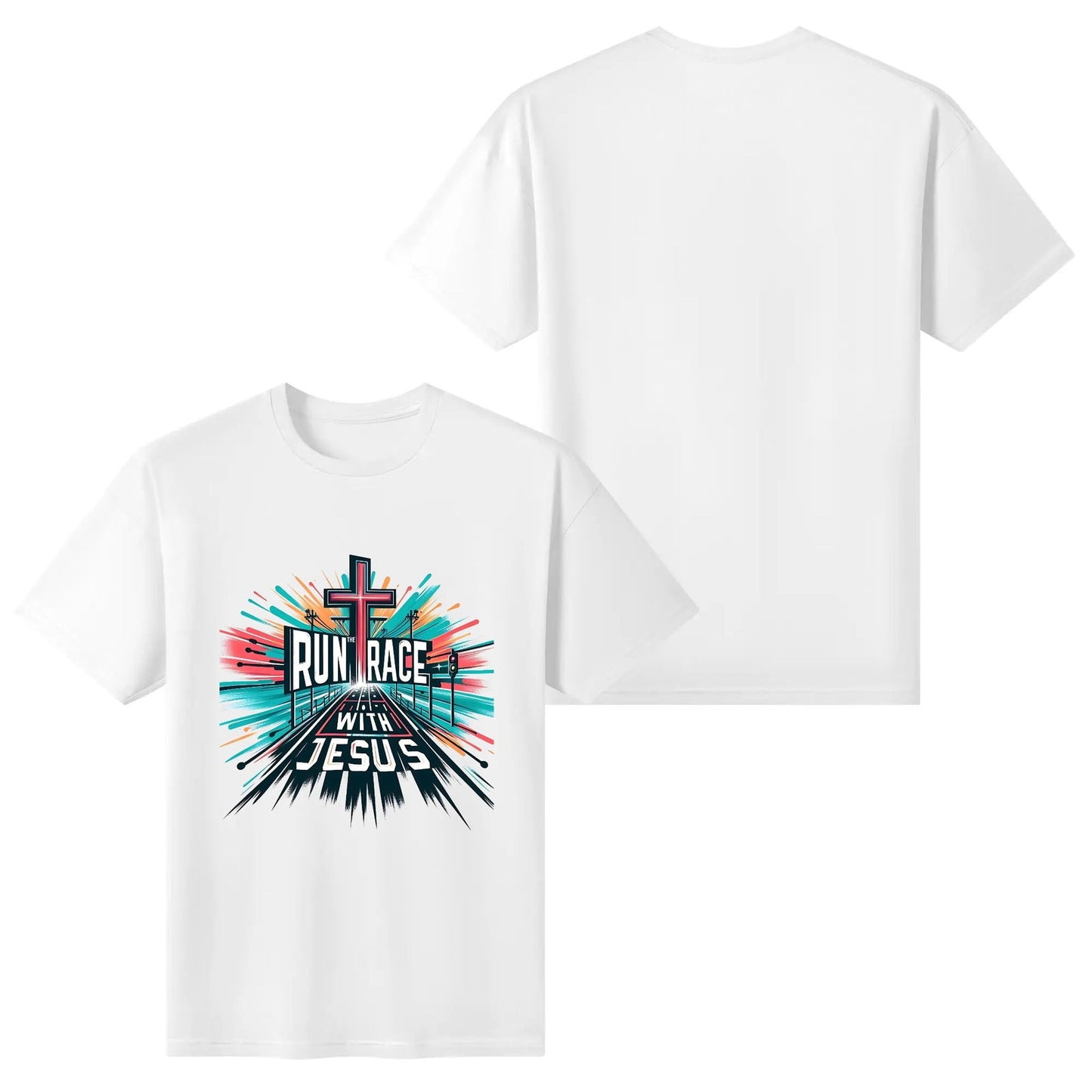 Run The Race With Jesus Womens Christian Gym T-shirt - ClaimedbyGodDesigns