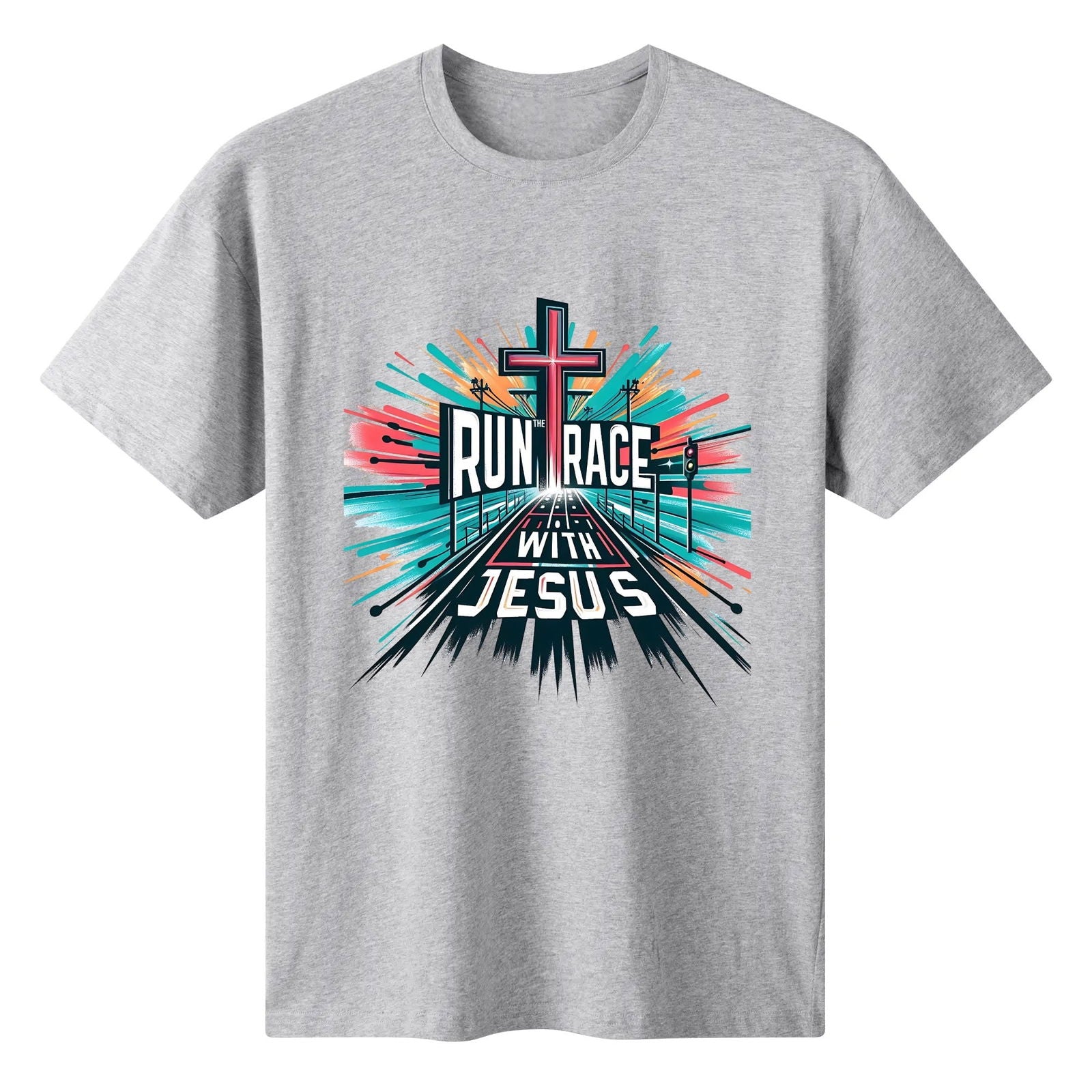 Run The Race With Jesus Womens Christian Gym T-shirt - ClaimedbyGodDesigns