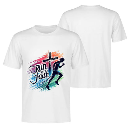 Run With Faith Mens Christian Gym T-shirt - ClaimedbyGodDesigns