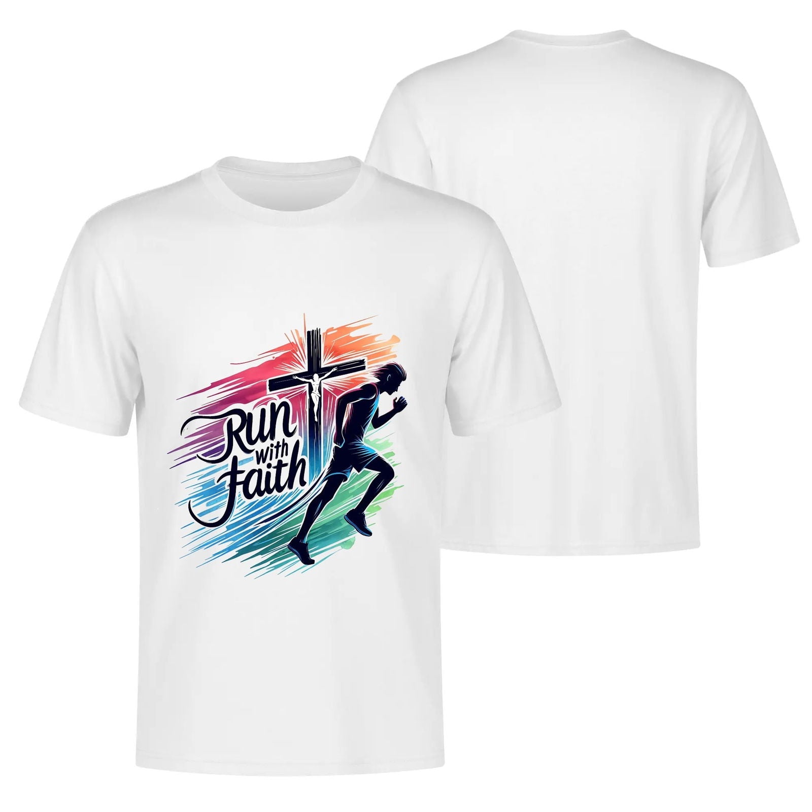 Run With Faith Mens Christian Gym T-shirt - ClaimedbyGodDesigns