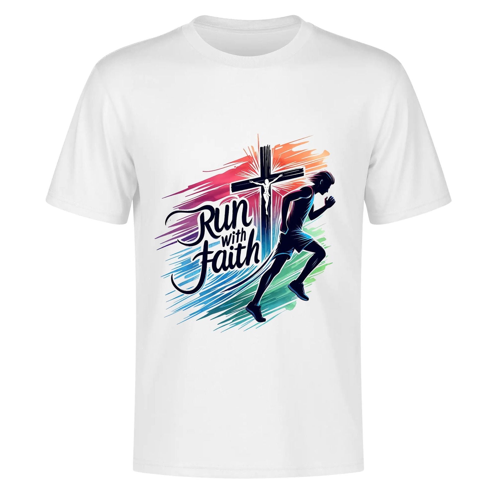 Run With Faith Mens Christian Gym T-shirt - ClaimedbyGodDesigns