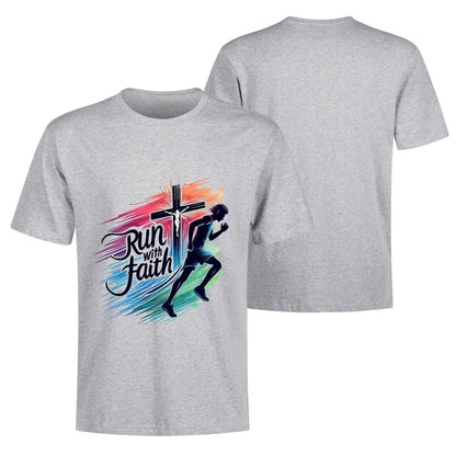 Run With Faith Mens Christian Gym T-shirt - ClaimedbyGodDesigns