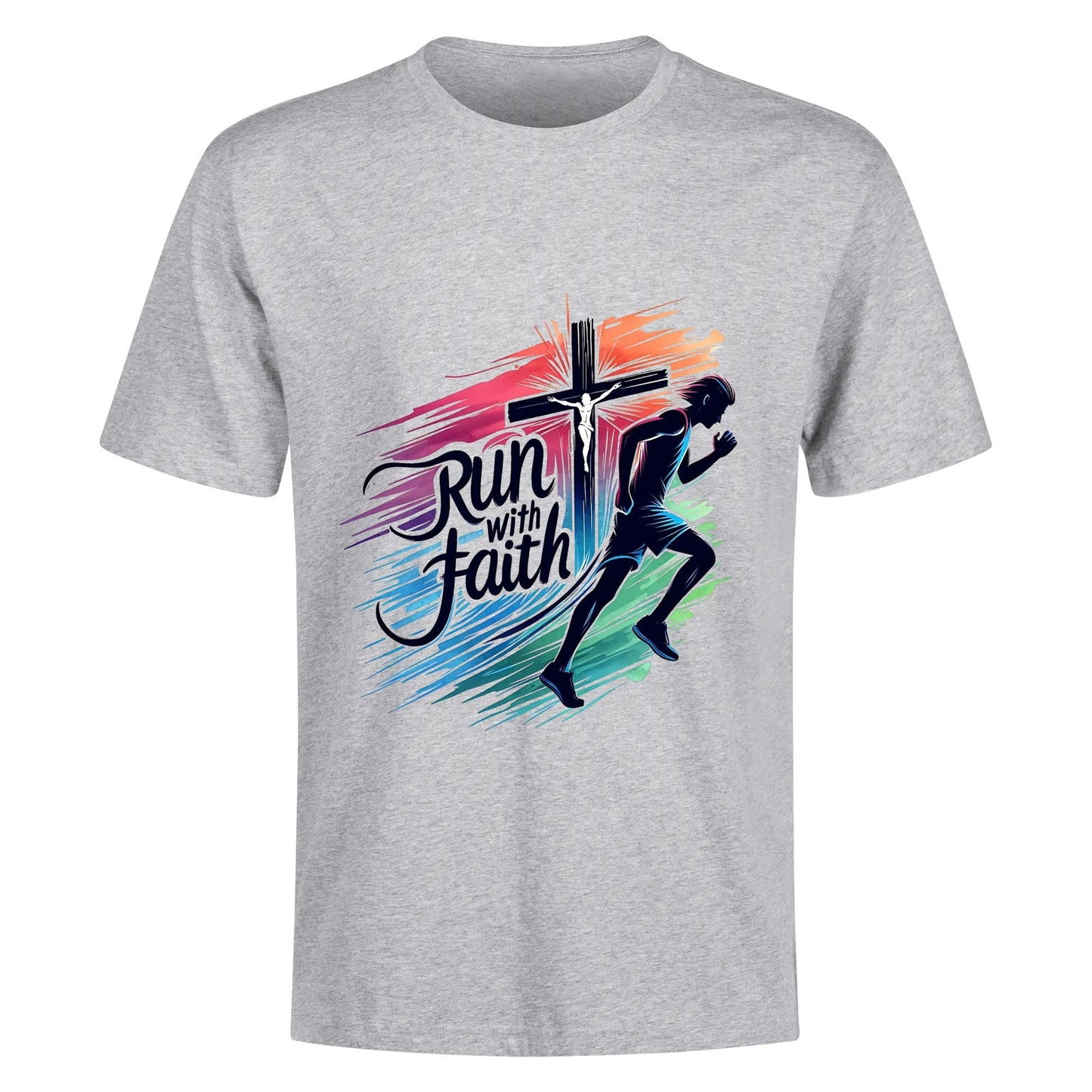 Run With Faith Mens Christian Gym T-shirt - ClaimedbyGodDesigns