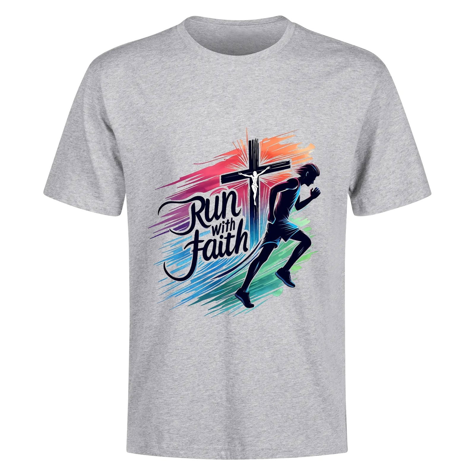 Run With Faith Mens Christian Gym T-shirt - ClaimedbyGodDesigns