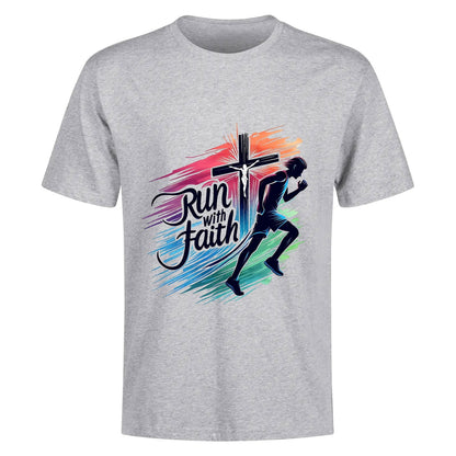 Run With Faith Mens Christian Gym T-shirt - ClaimedbyGodDesigns