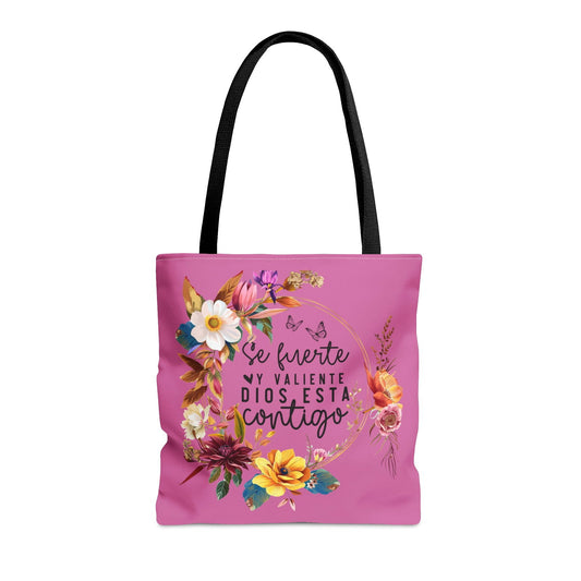 SE FUERTE Y VALIENTE DIOS ESTA CONTIGO Christian SPANISH Tote Bag - ClaimedbyGodDesigns