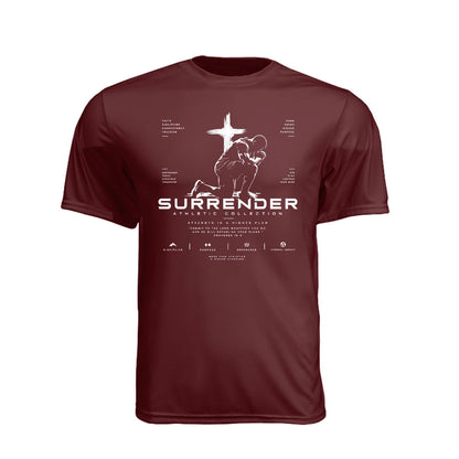 SURRENDER Strength in a Higher Plan Unisex Christian Gym T-Shirt | Proverbs 16:3 - Claimed by God Designs