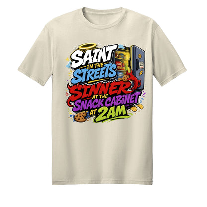 Saint In The Streets Sinner At The Snack Cabinet Unisex Christian T-shirt - ClaimedbyGodDesigns