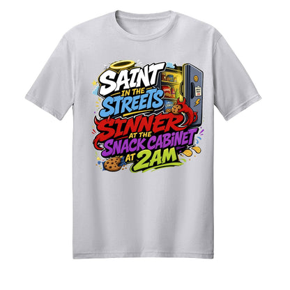 Saint In The Streets Sinner At The Snack Cabinet Unisex Christian T-shirt - ClaimedbyGodDesigns