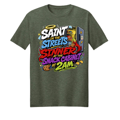 Saint In The Streets Sinner At The Snack Cabinet Unisex Christian T-shirt - ClaimedbyGodDesigns