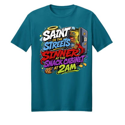 Saint In The Streets Sinner At The Snack Cabinet Unisex Christian T-shirt - ClaimedbyGodDesigns