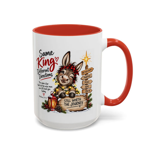 Same King, Different Directions Christmas Donkey Coffee Mug - Claimed by God Designs
