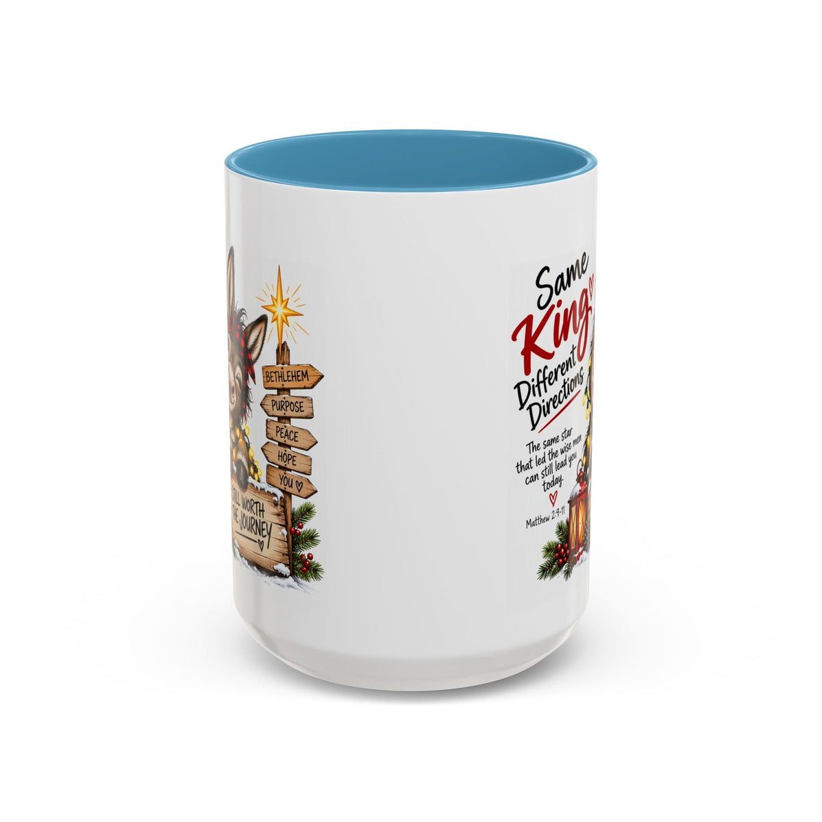 Same King, Different Directions Christmas Donkey Coffee Mug - Claimed by God Designs