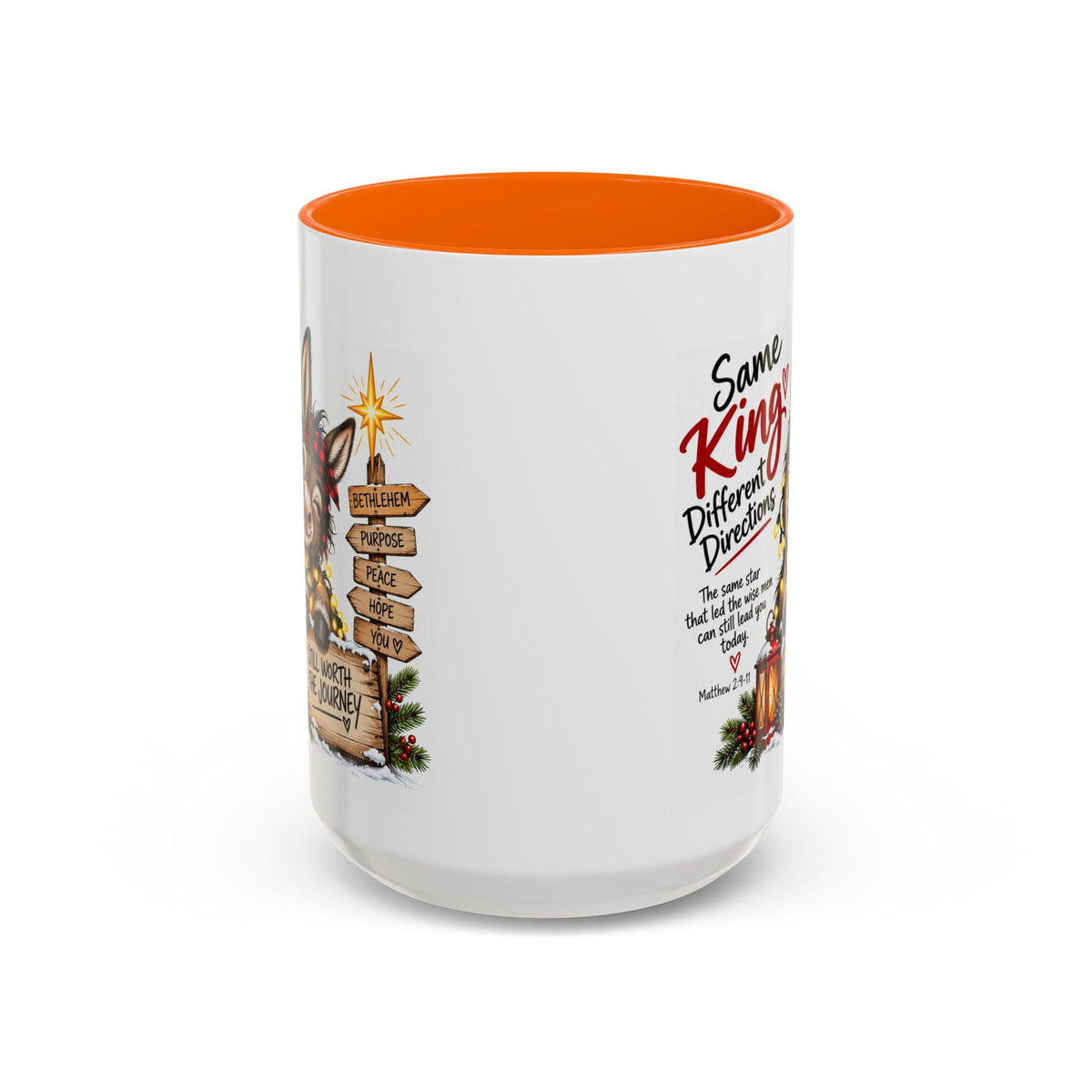 Same King, Different Directions Christmas Donkey Coffee Mug - Claimed by God Designs