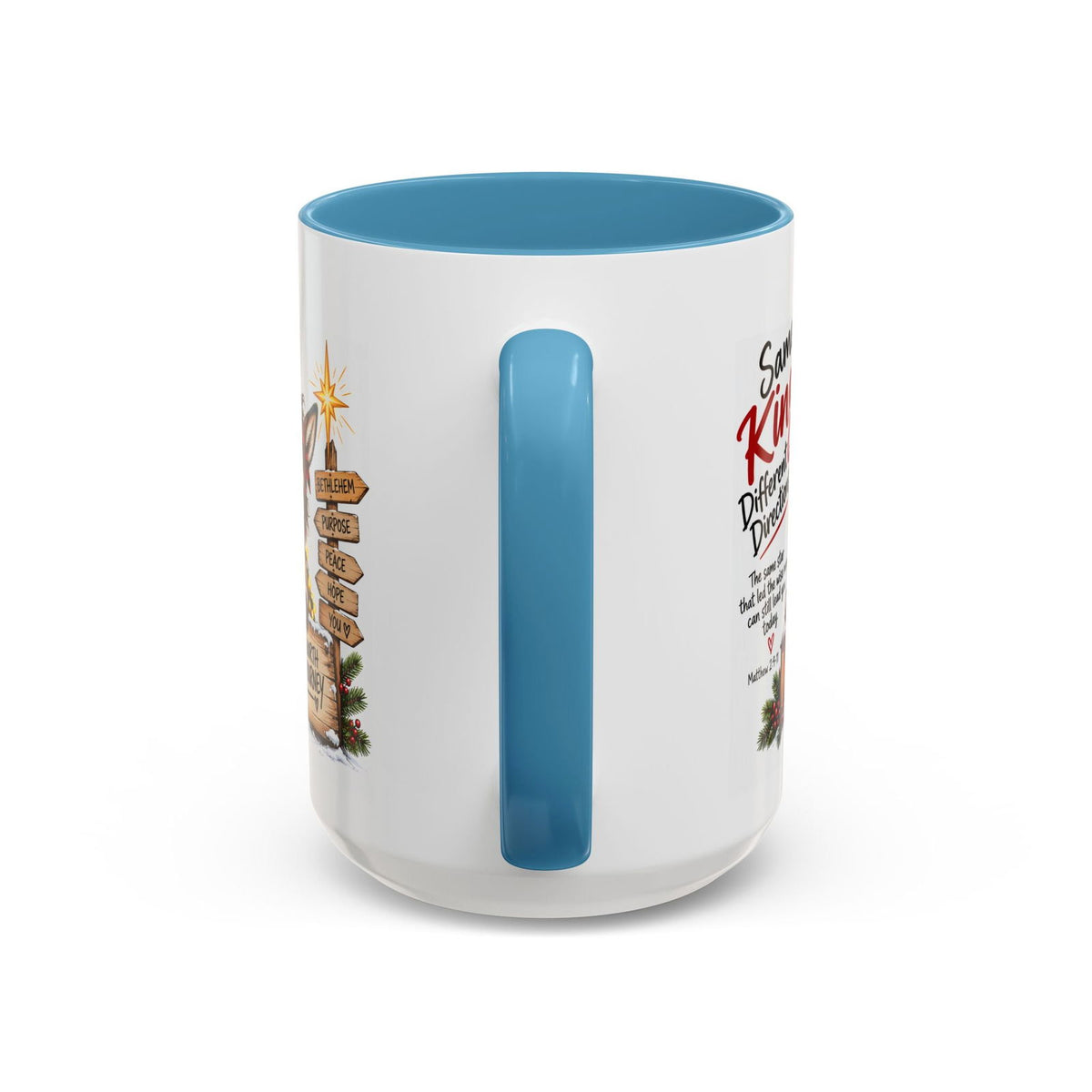 Same King, Different Directions Christmas Donkey Coffee Mug - Claimed by God Designs