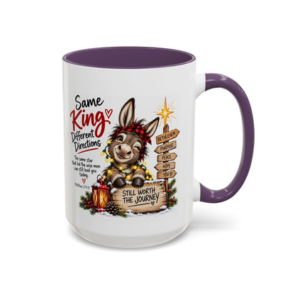 Same King, Different Directions Christmas Donkey Coffee Mug - Claimed by God Designs