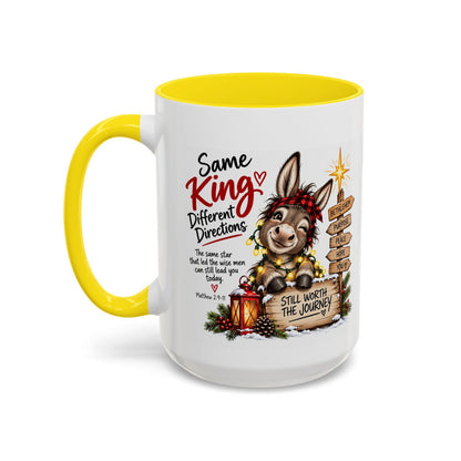 Same King, Different Directions Christmas Donkey Coffee Mug - Claimed by God Designs