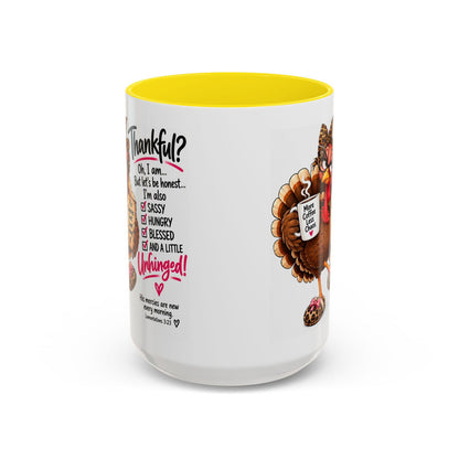 Sassy, Hungry, Blessed and a Little Unhinged Thanksgiving Turkey Mug - Claimed by God Designs