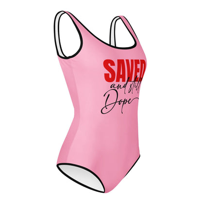 Saved And Still Dope Youth Christian Swimsuit - ClaimedbyGodDesigns