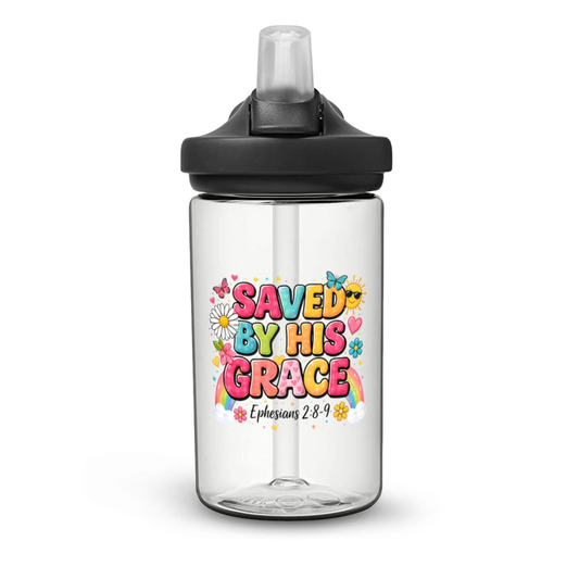 Saved By His Grace Christian Kids Water Bottle - ClaimedbyGodDesigns