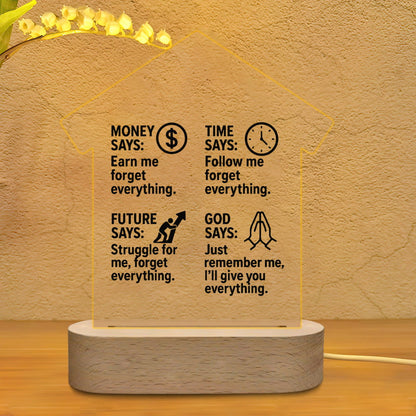 Says Acrylic Home Christian Night Light - ClaimedbyGodDesigns