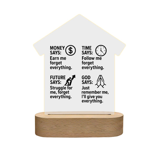 Says Acrylic Home Christian Night Light - ClaimedbyGodDesigns