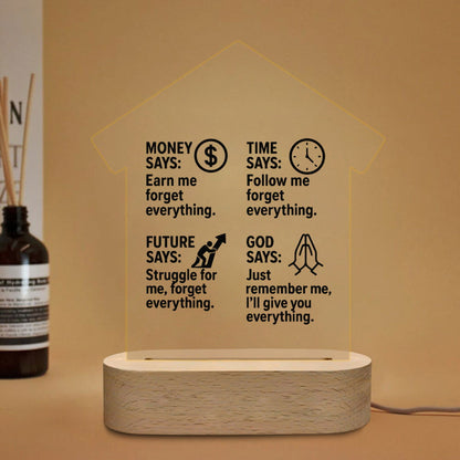 Says Acrylic Home Christian Night Light - ClaimedbyGodDesigns