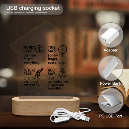 Says Acrylic Home Christian Night Light - ClaimedbyGodDesigns