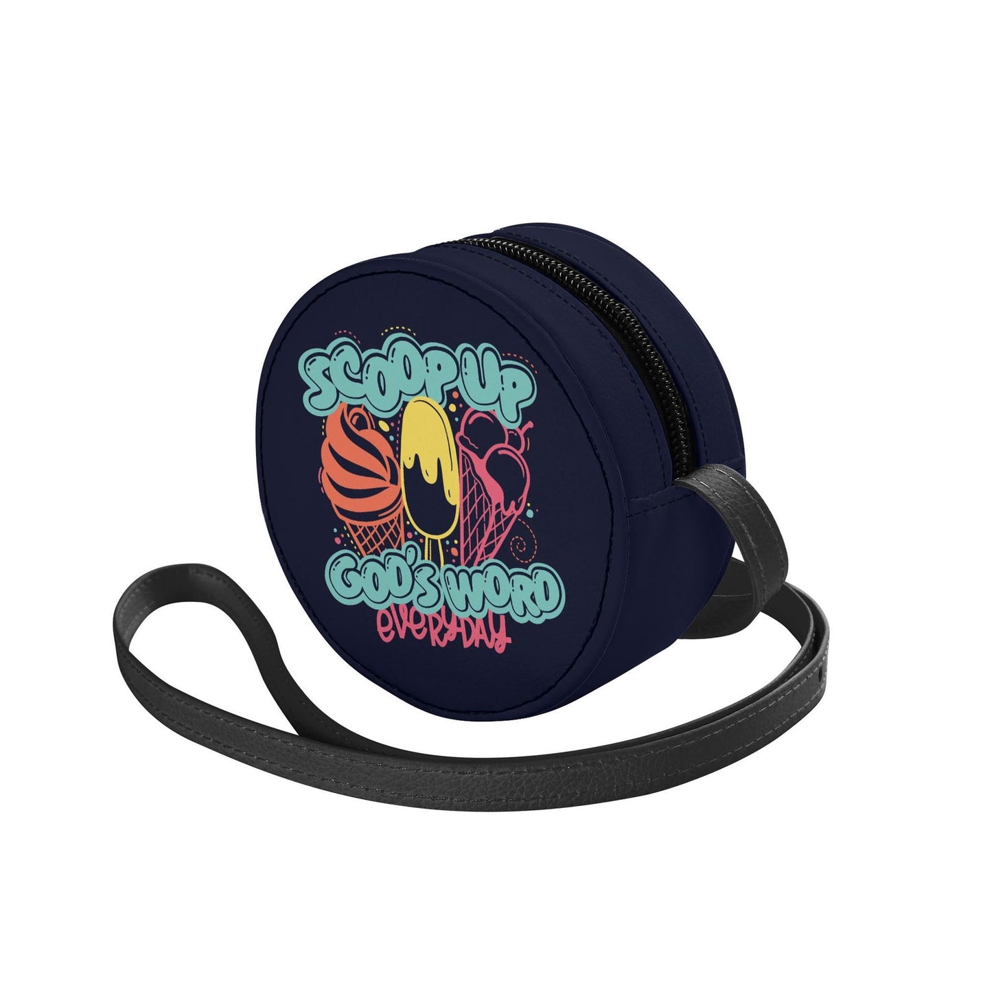 Scoop Up His Word Christian Kids PU Small Round Bag Children Purse - ClaimedbyGodDesigns