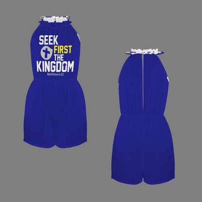 Seek First The Kingdom Halterneck High Waist Pocket Shorts Christian Romper - ClaimedbyGodDesigns
