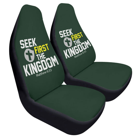 Seek First The Kingdom Soft and Lightweight Christian Front Car Seat Covers (2pcs) - ClaimedbyGodDesigns