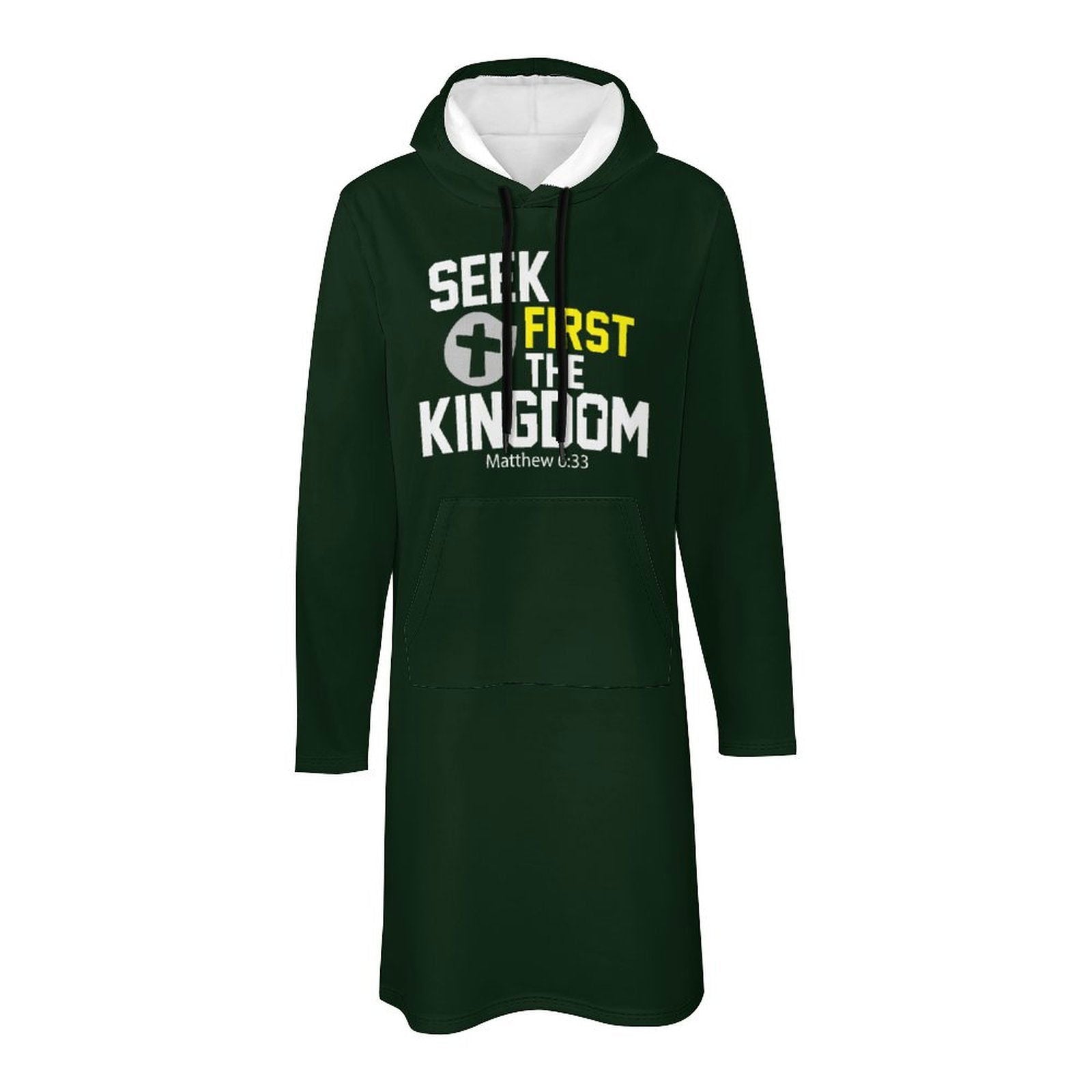 Seek First The Kingdom Women's Christian Hooded Sweater Dress - ClaimedbyGodDesigns